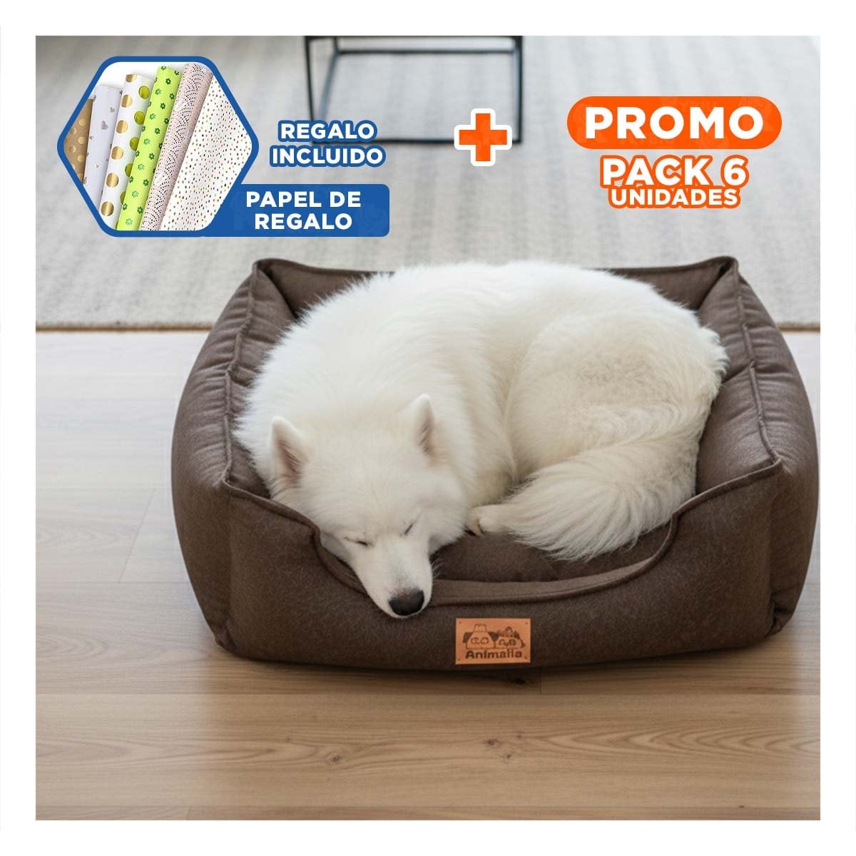 PACK6 AREA MARRON PARA PERRO TALLA S CON COMPLETO Y+PAPEL REGALO - 1