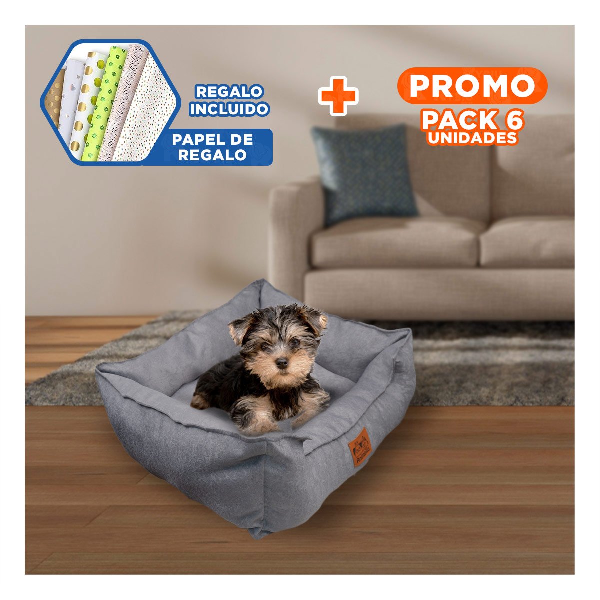 PACK6 AREA PLOMO PARA PERRO TALLA S CON COMPLETO Y+PAPEL REGALO - 1