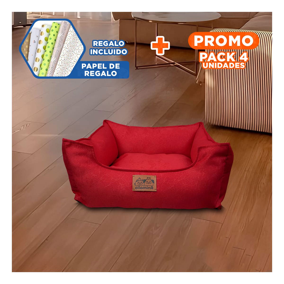 PACK4 ESPACIO ROJO PARA PERRO TALLA S CON COMPLETO Y+PAPEL REGALO - 1