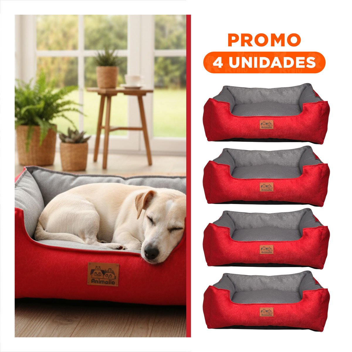 PACK4 NIDO ROJO LABRADO PARA PERRO TALLA S CON CENTRO PLOMO Y+REGALO STICKER - 1
