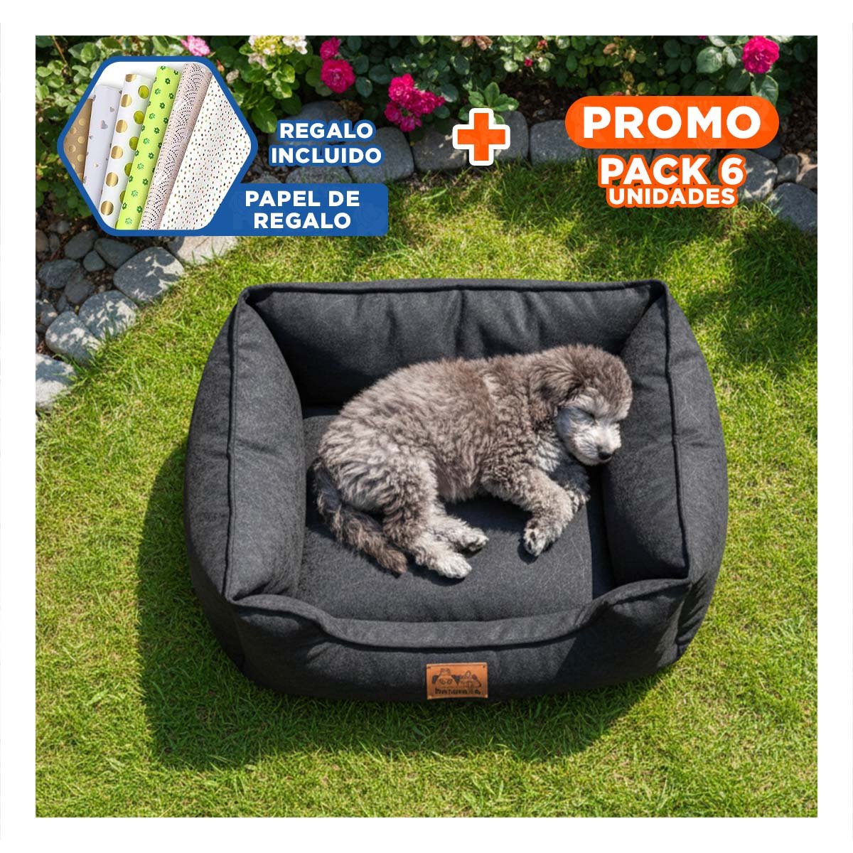 PACK6 AREA NEGRO PARA PERRO TALLA S CON COMPLETO Y+PAPEL REGALO - 1