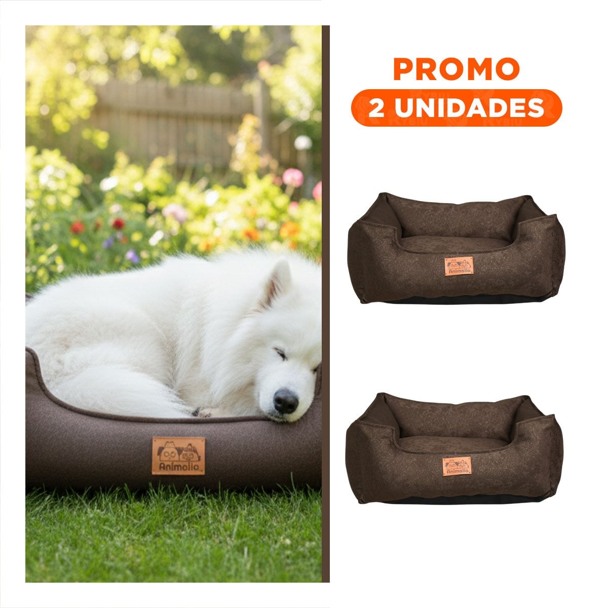 PACK2 ALMOHADON MARRON PARA PERRO TALLA S CON COMPLETO - 1
