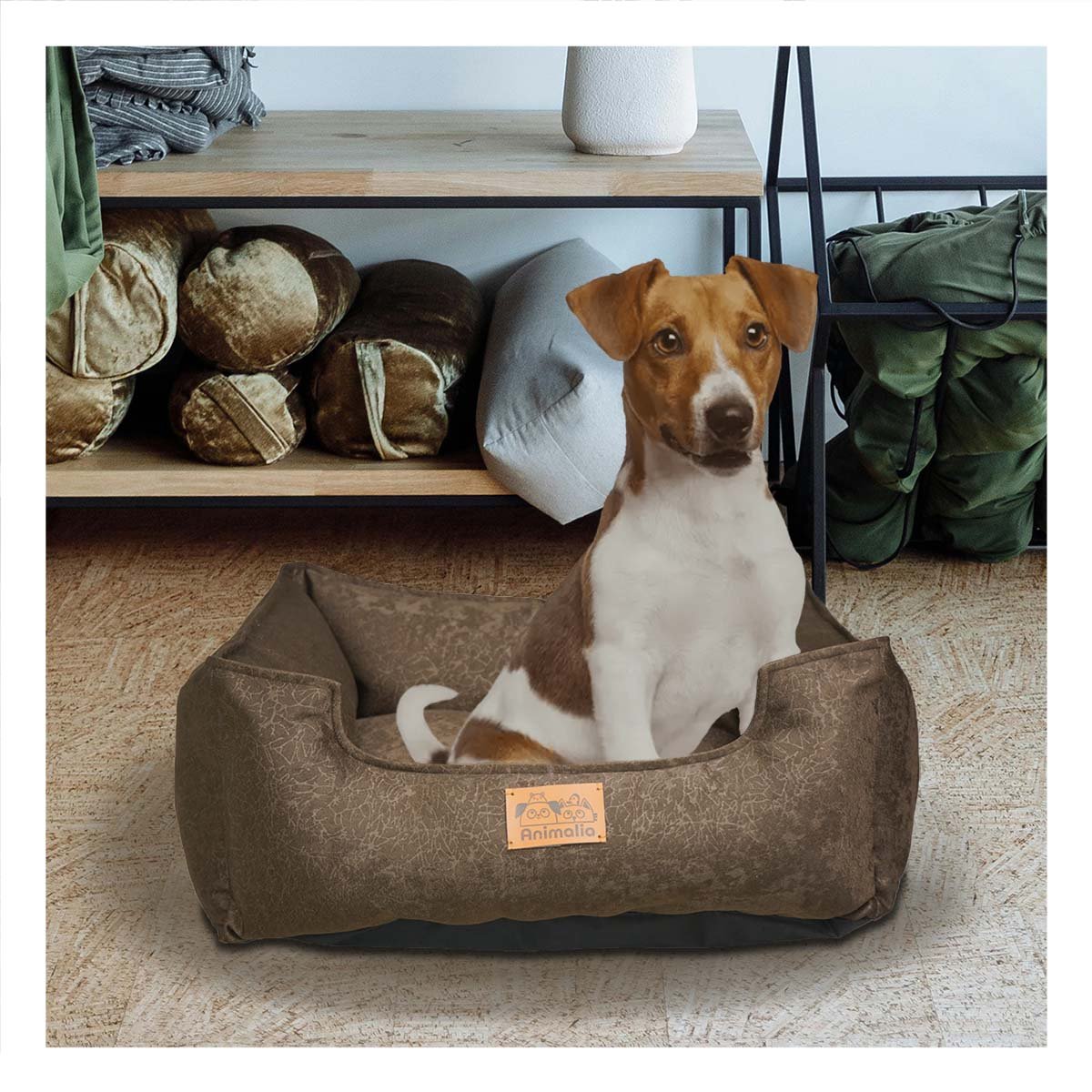 PACK2 ALMOHADON MARRON PARA PERRO TALLA S CON COMPLETO - 5