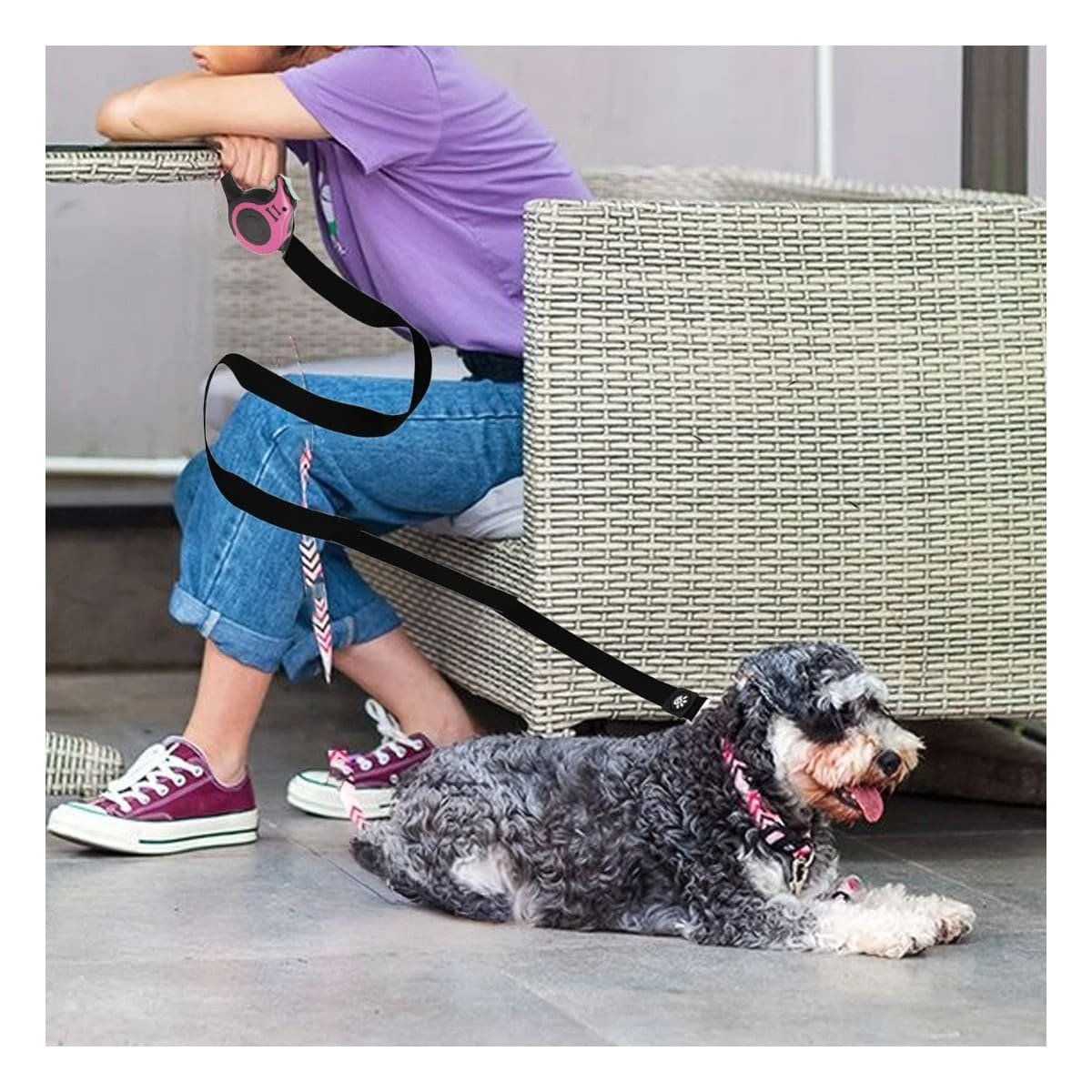 PACK4 HILO FLEXIBLE ROSADO 3 METROS PARA PERROS CON MECANISMO CONFIABLE Y+REGALO STICKER - 3