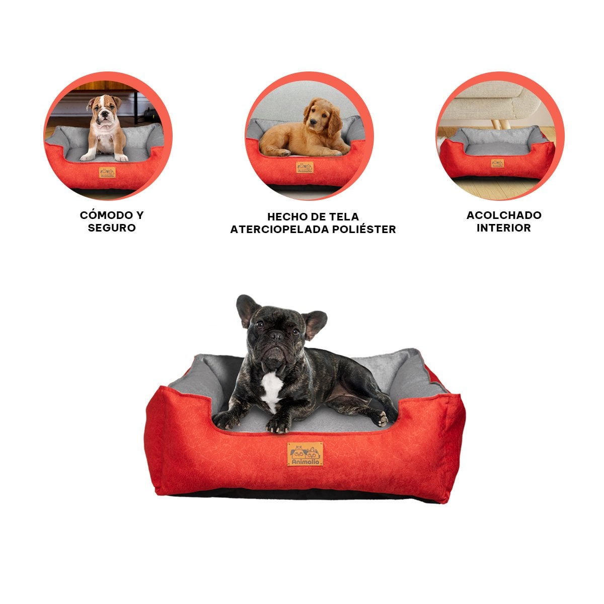 ESTRUCTURA ACOLCHADA PARA PERRO TALLA S ROJO LABRADO CENTRO PLOMO - 3