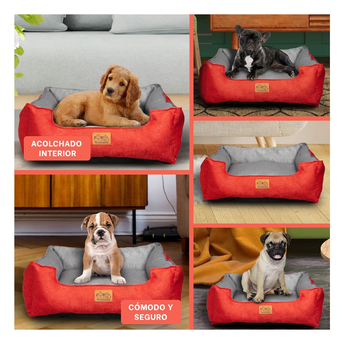 ESTRUCTURA ACOLCHADA PARA PERRO TALLA S ROJO LABRADO CENTRO PLOMO - 5