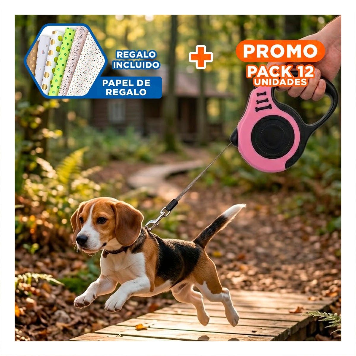 PACK12 LAZO PRACTICO ROSADO 3 METROS PARA MASCOTAS CON LONGITUD 3 METROS Y+PAPEL REGALO - 1