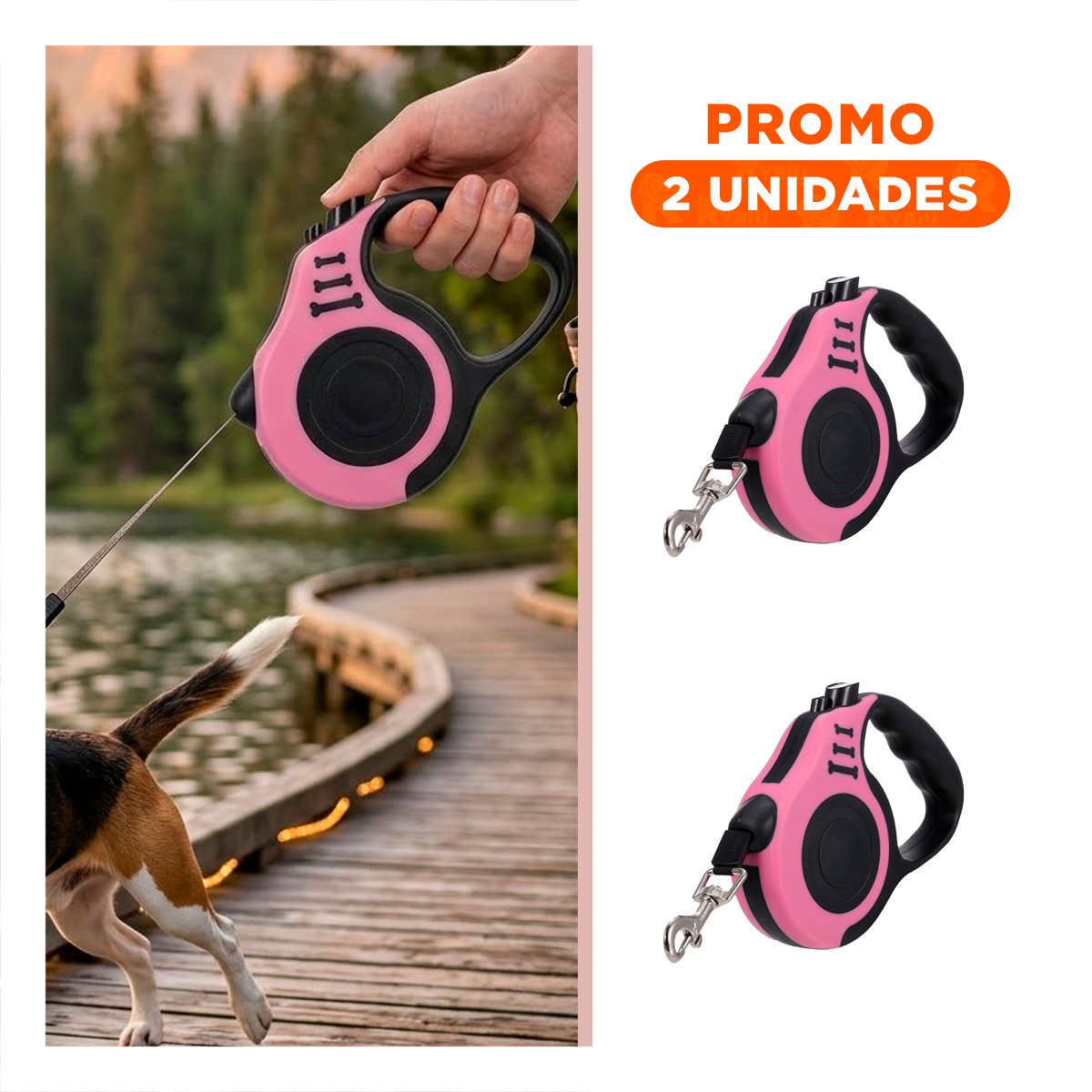 PACK2 FILAMENTO CONFIABLE ROSADO 3 METROS PARA PERROS CON SISTEMA DE CALIDAD - 1
