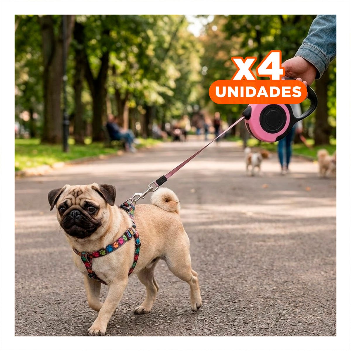 PACK4 HILO RESISTENTE ROSADO 3 METROS PARA PERROS CON MECANISMO EFICIENTE - 1