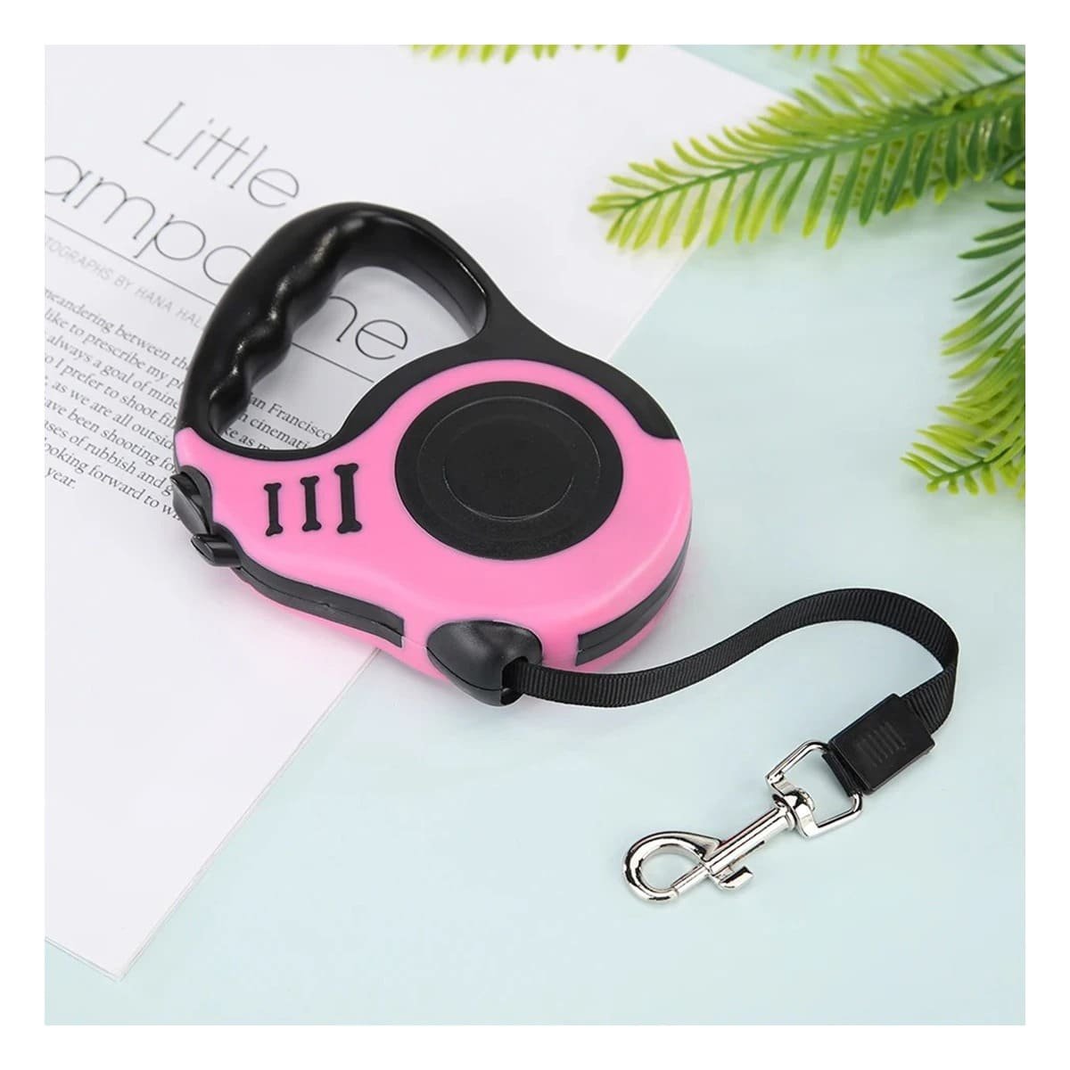PACK12 LAZO CONFIABLE ROSADO 3 METROS PARA PERROS CON EXTENSION FACIL - 5