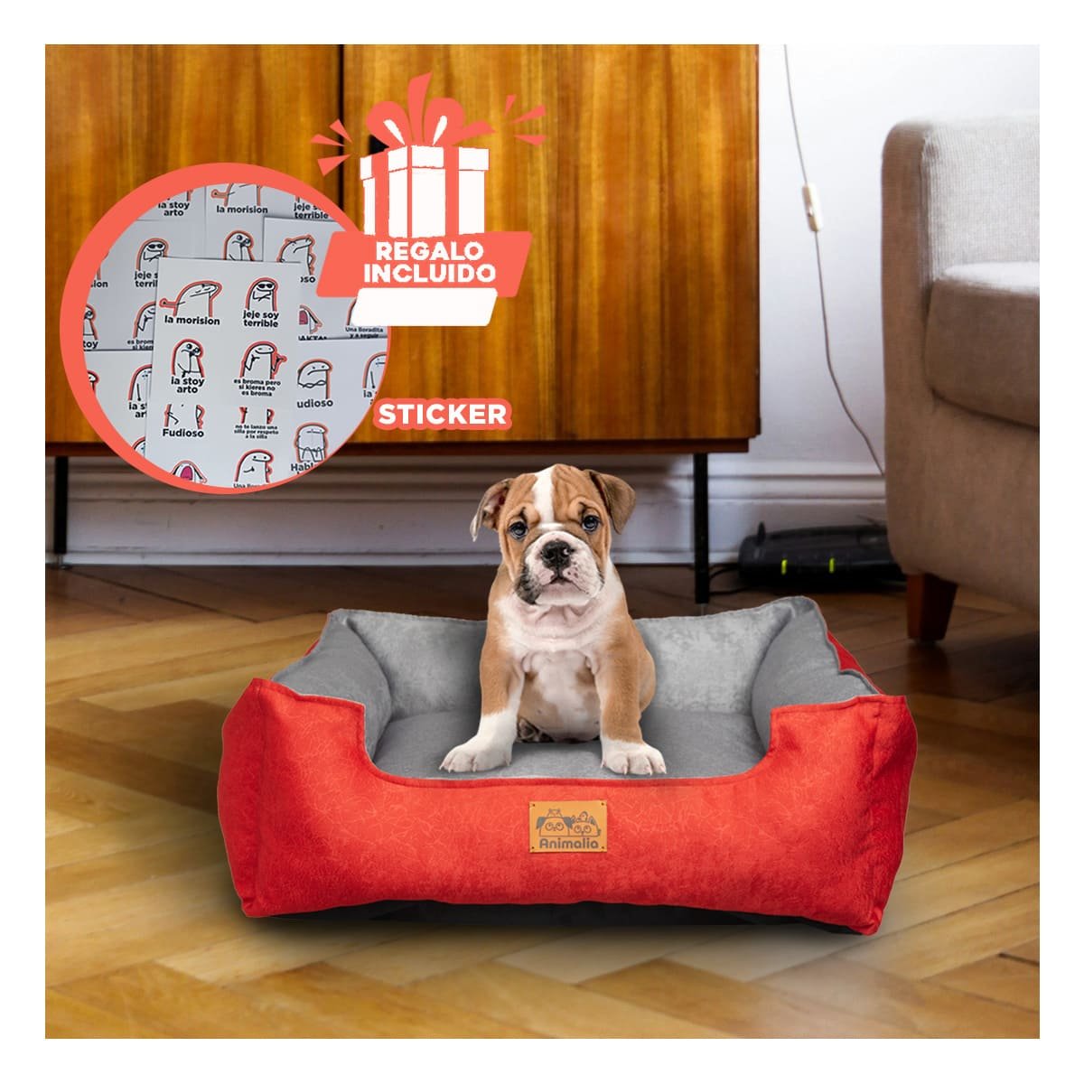 UNIDAD DE DESCANSO PARA PERRO TALLA S ROJO LABRADO CENTRO PLOMO Y+REGALO STICKER - 1