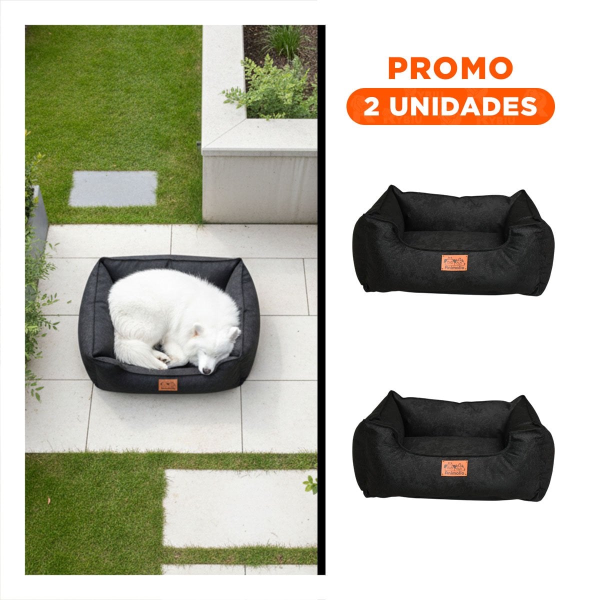 PACK2 ALMOHADON NEGRO PARA PERRO TALLA S CON COMPLETO - 1
