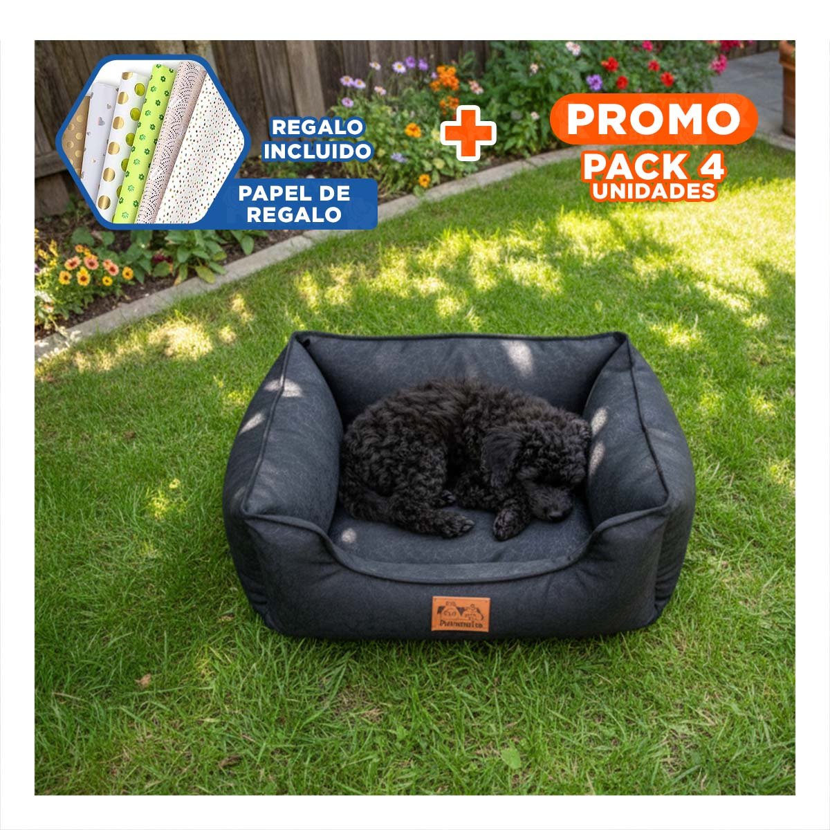 PACK4 ESPACIO NEGRO PARA PERRO TALLA S CON COMPLETO Y+PAPEL REGALO - 1