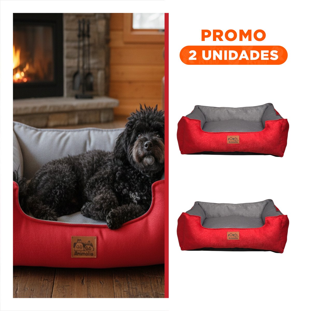 PACK2 ALMOHADON ROJO LABRADO PARA PERRO TALLA S CON CENTRO PLOMO - 1