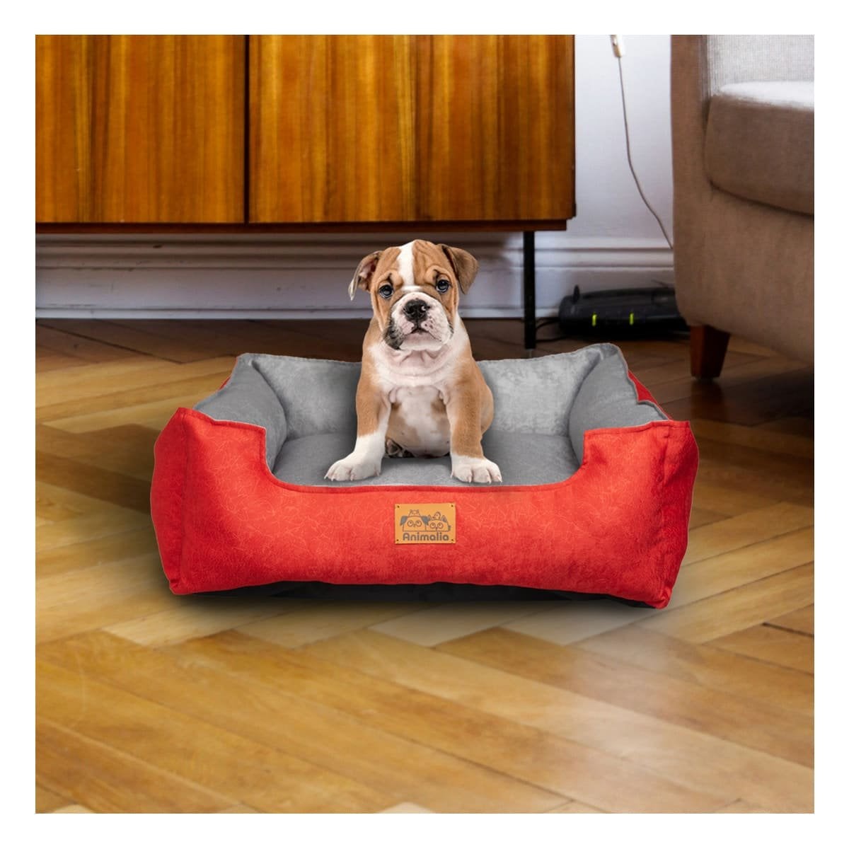 PACK2 ALMOHADON ROJO LABRADO PARA PERRO TALLA S CON CENTRO PLOMO - 2