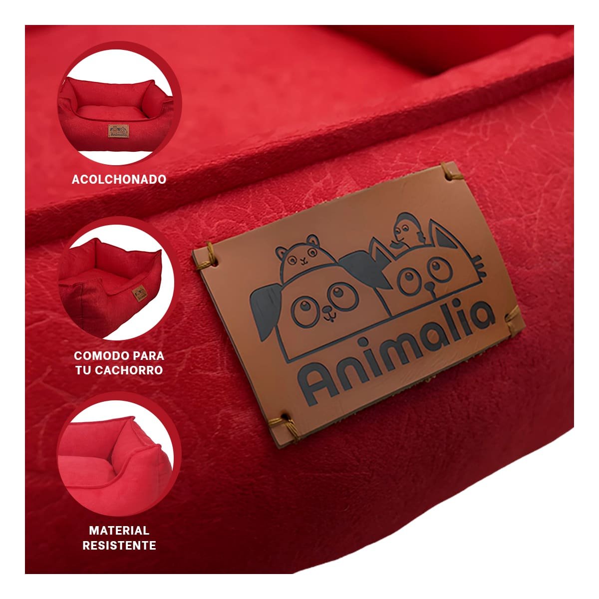CAMA ROJO PARA PERRO TALLA S CON COMPLETO Y+LIGAS REGALO - 3