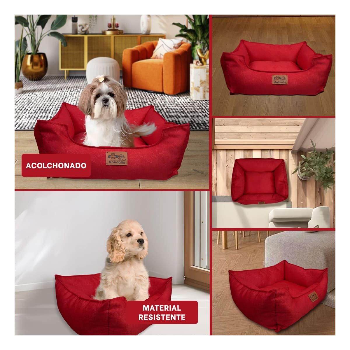 CAMA ROJO PARA PERRO TALLA S CON COMPLETO Y+LIGAS REGALO - 5