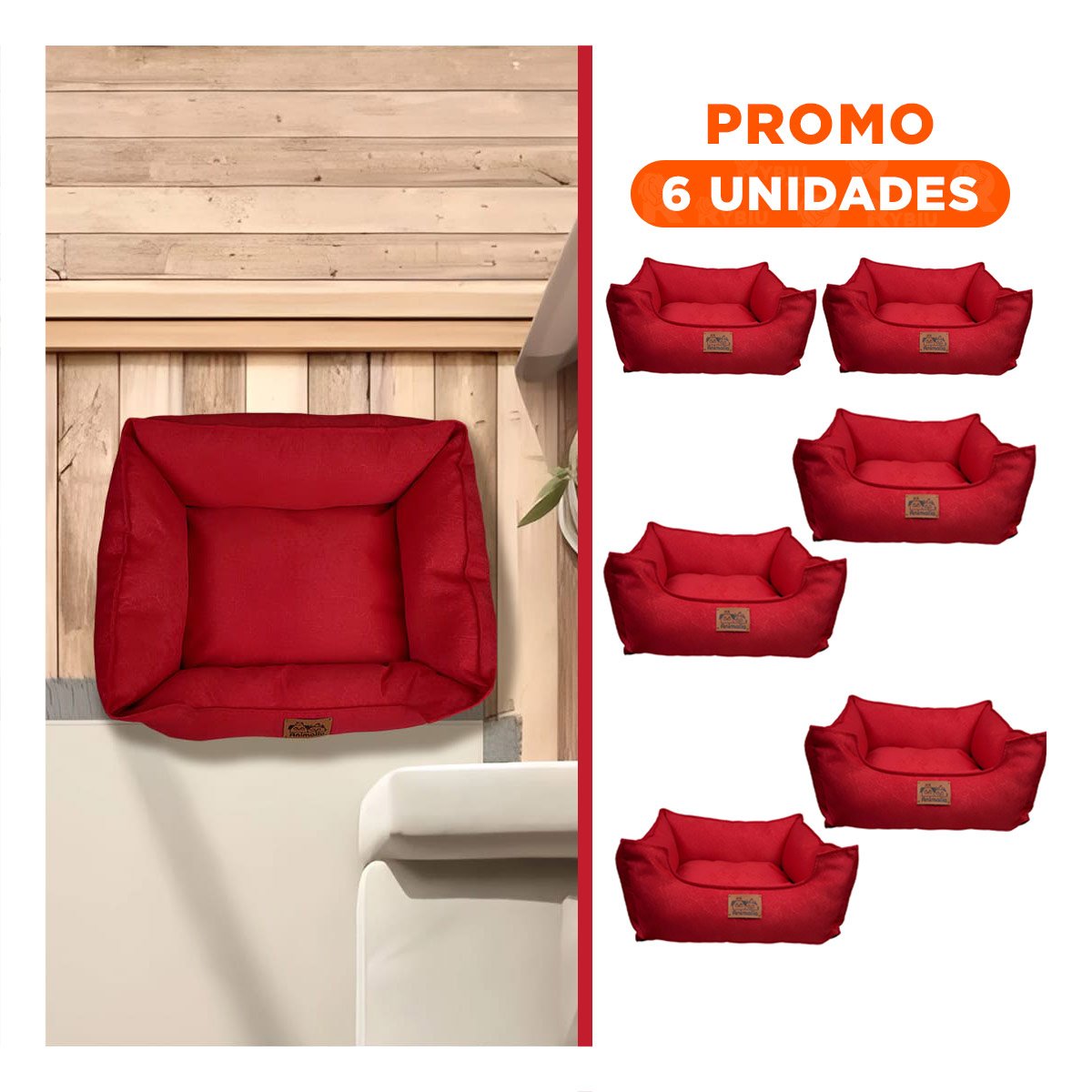 PACK6 SUPERFICIE ROJO PARA PERRO TALLA S CON COMPLETO - 1