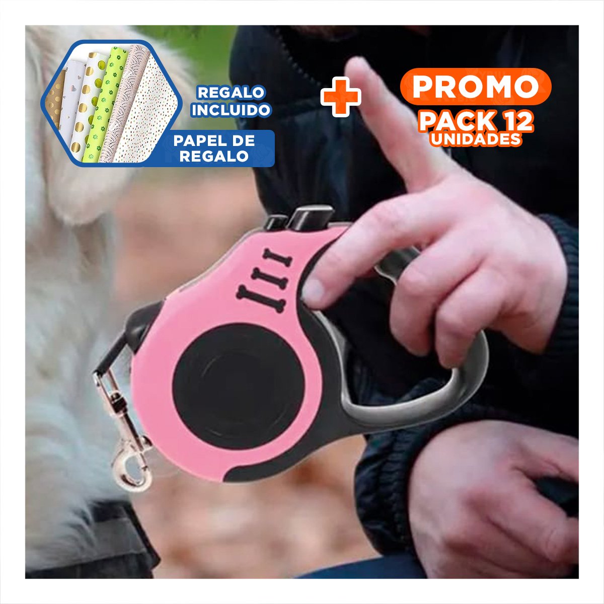 PACK12 LAZO PRACTICO ROSADO 5 METROS PARA MASCOTAS CON LONGITUD 5 METROS Y+PAPEL REGALO - 1