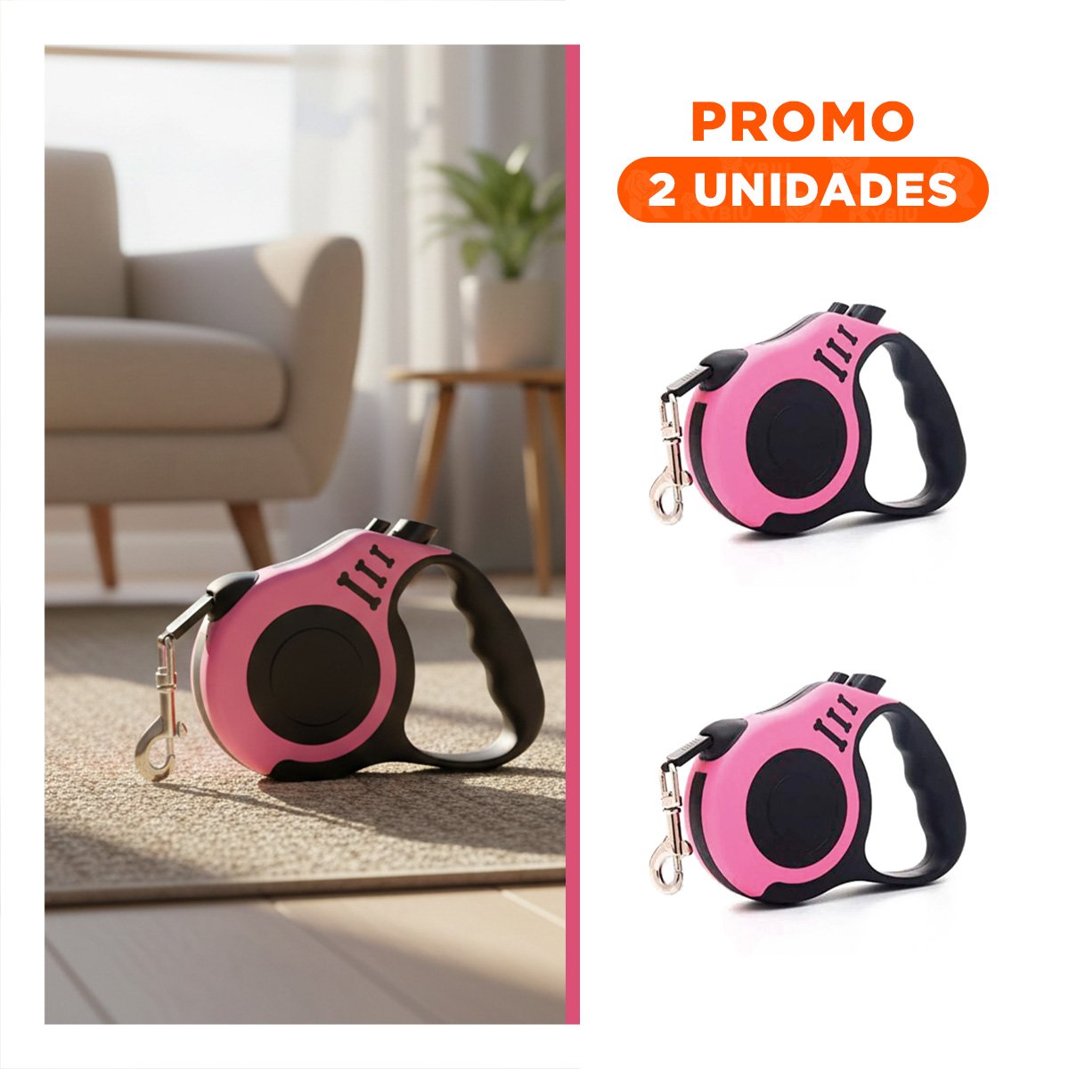 PACK2 FILAMENTO CONFIABLE ROSADO 5 METROS PARA PERROS CON SISTEMA DE CALIDAD - 1