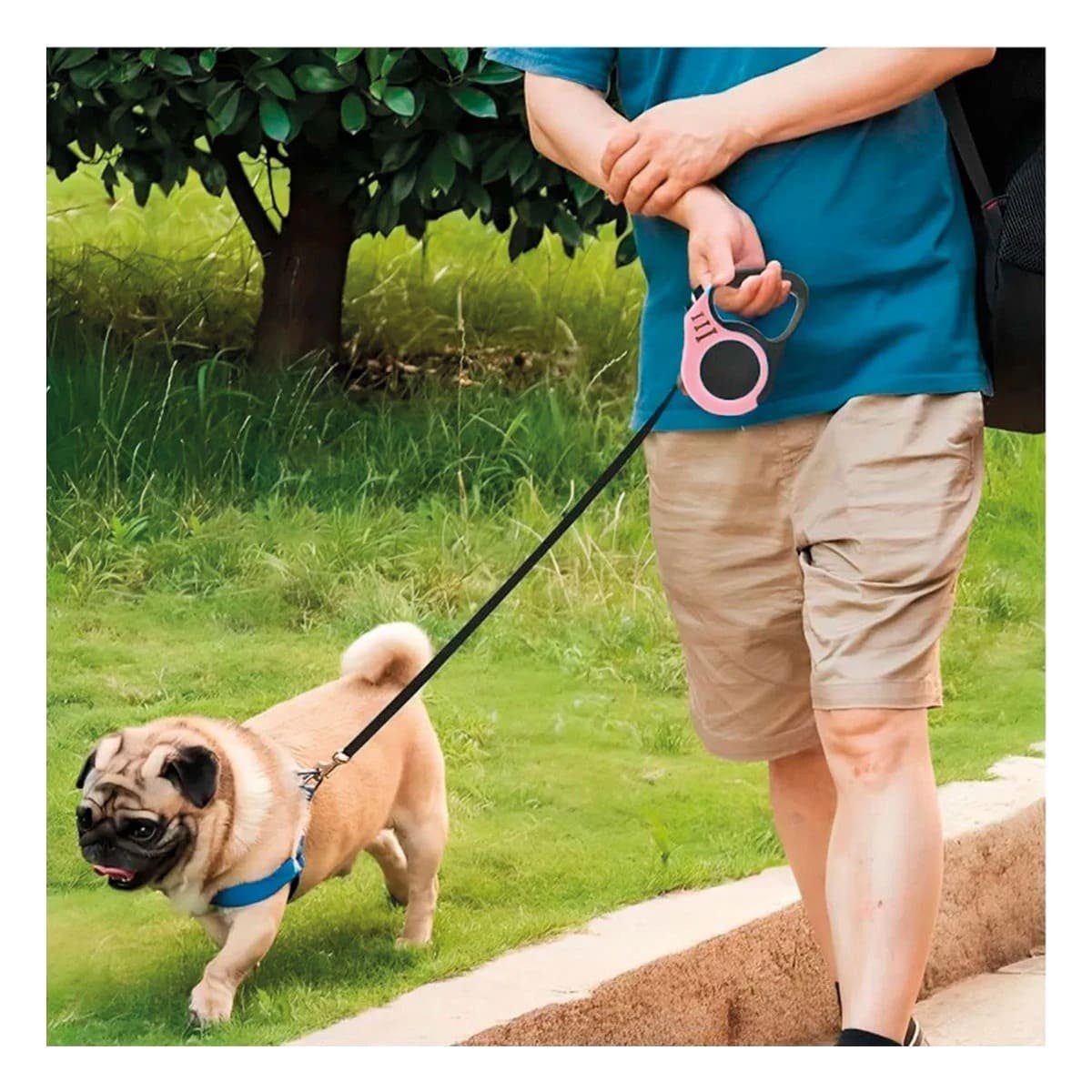 PACK4 HILO FLEXIBLE ROSADO 5 METROS PARA PERROS CON MECANISMO CONFIABLE Y+REGALO STICKER - 5