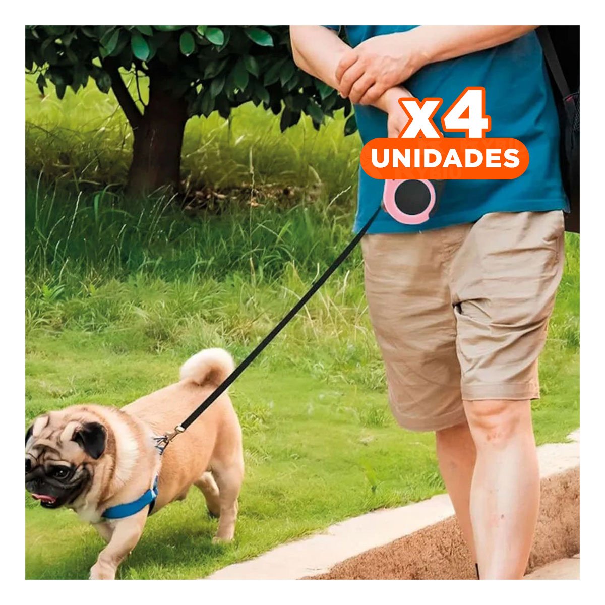 PACK4 HILO RESISTENTE ROSADO 5 METROS PARA PERROS CON MECANISMO EFICIENTE - 1