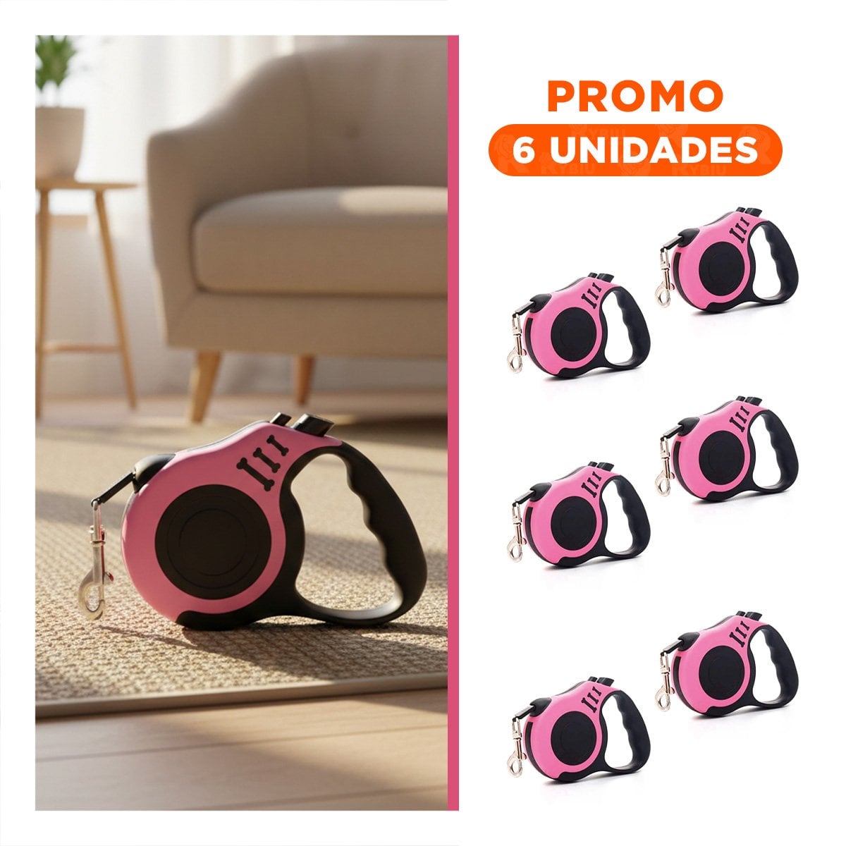 PACK6 HILO PRACTICO ROSADO 5 METROS PARA PERROS CON LONGITUD 5 METROS - 1