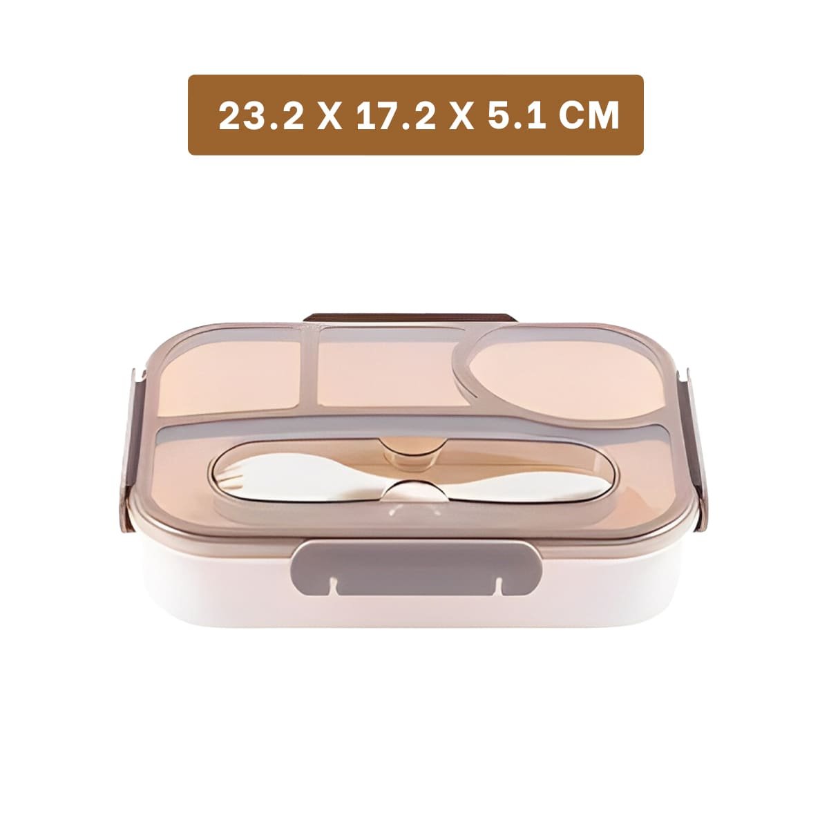 PACK2 LONCHERA RECTANGULAR 4 ESPACIOS CON TENEDOR 1100ML MARRON PRACTICO Y+PAPEL REGALO - 4