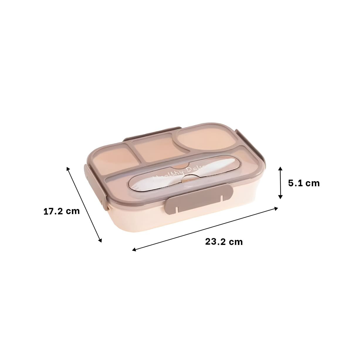 PACK2 LONCHERA RECTANGULAR 4 ESPACIOS CON TENEDOR 1100ML MARRON DURADERO Y+REGALO STICKER - 4