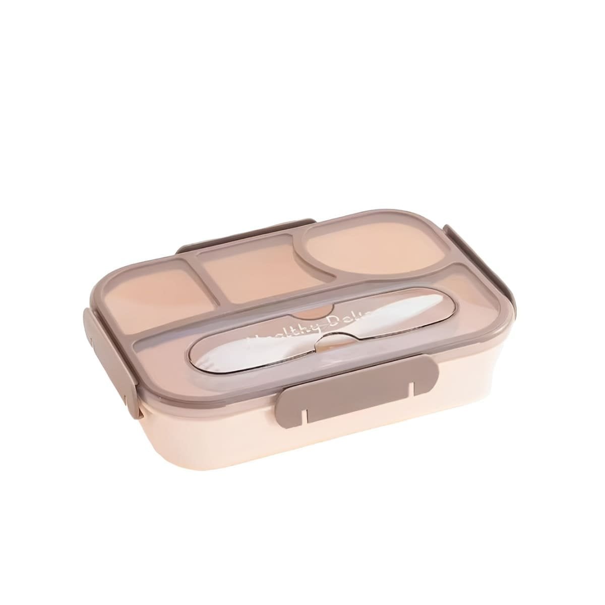 PACK4 ORGANIZADOR RECTANGULAR 4 ESPACIOS CON TENEDOR 1100ML MARRON MODERNO Y+PAPEL REGALO - 3