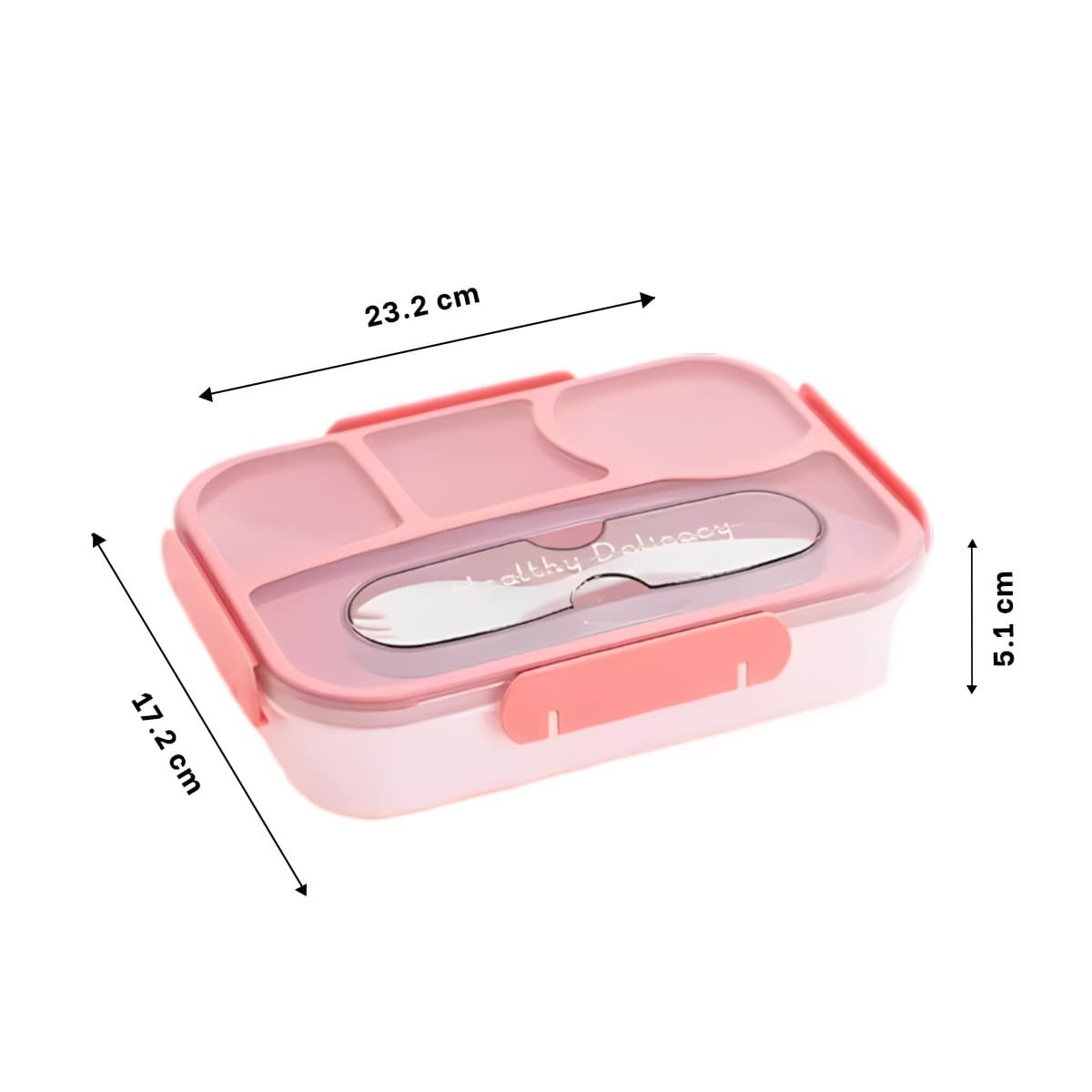 PACK4 ORGANIZADOR RECTANGULAR 4 ESPACIOS CON TENEDOR 1100ML ROSADO MODERNO Y+PAPEL REGALO - 4