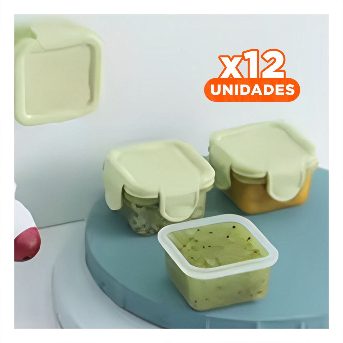 PACK12 DEPÓSITOS MINI CON SEGURO 4 PIEZAS MULTICOLOR 6,2X4CM PARA GUARDAR COMIDA - 1