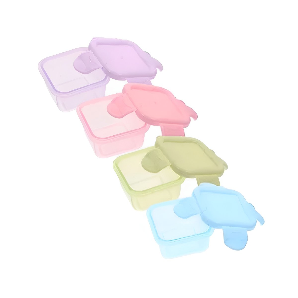 ENVASES MINI CON SEGURO 4 PIEZAS MULTICOLOR 6,2X4CM PARA GUARDAR SNACKS Y FRUTAS Y+LIGAS REGALO - 3