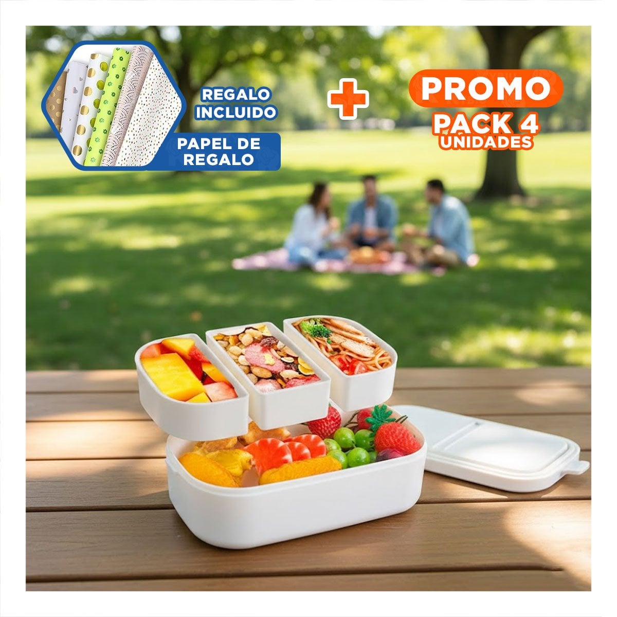 PACK4 CAJA VERSÁTIL CON COMPARTIMIENTOS 2 PISOS LILA Y BLANCO PARA HOGAR Y+PAPEL REGALO - 1
