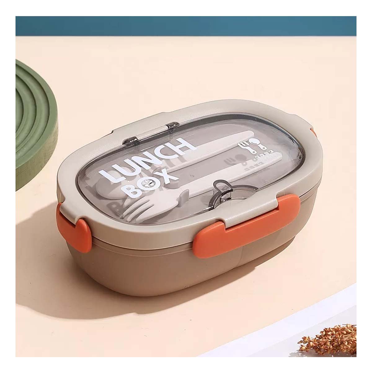 RECIPIENTE 850ML CON CUBIERTOS MARRON PARA LLEVAR ALMUERZOS DIARIO OFICINA Y+POST IT - 3