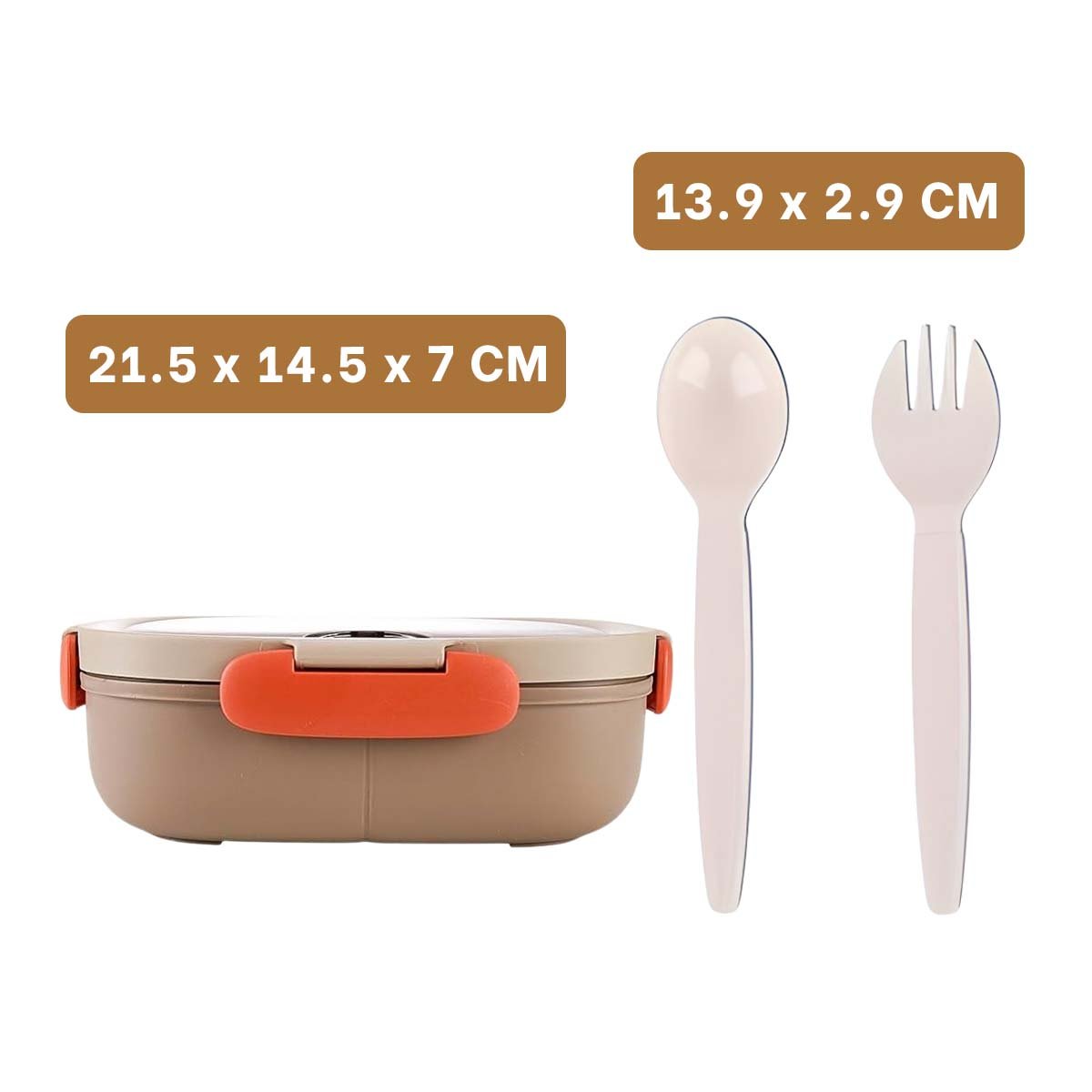 PACK4 SET ALMUERZO 850ML CON CUBIERTOS MARRON PARA MANTENER COMIDA DIARIO CASA - 4