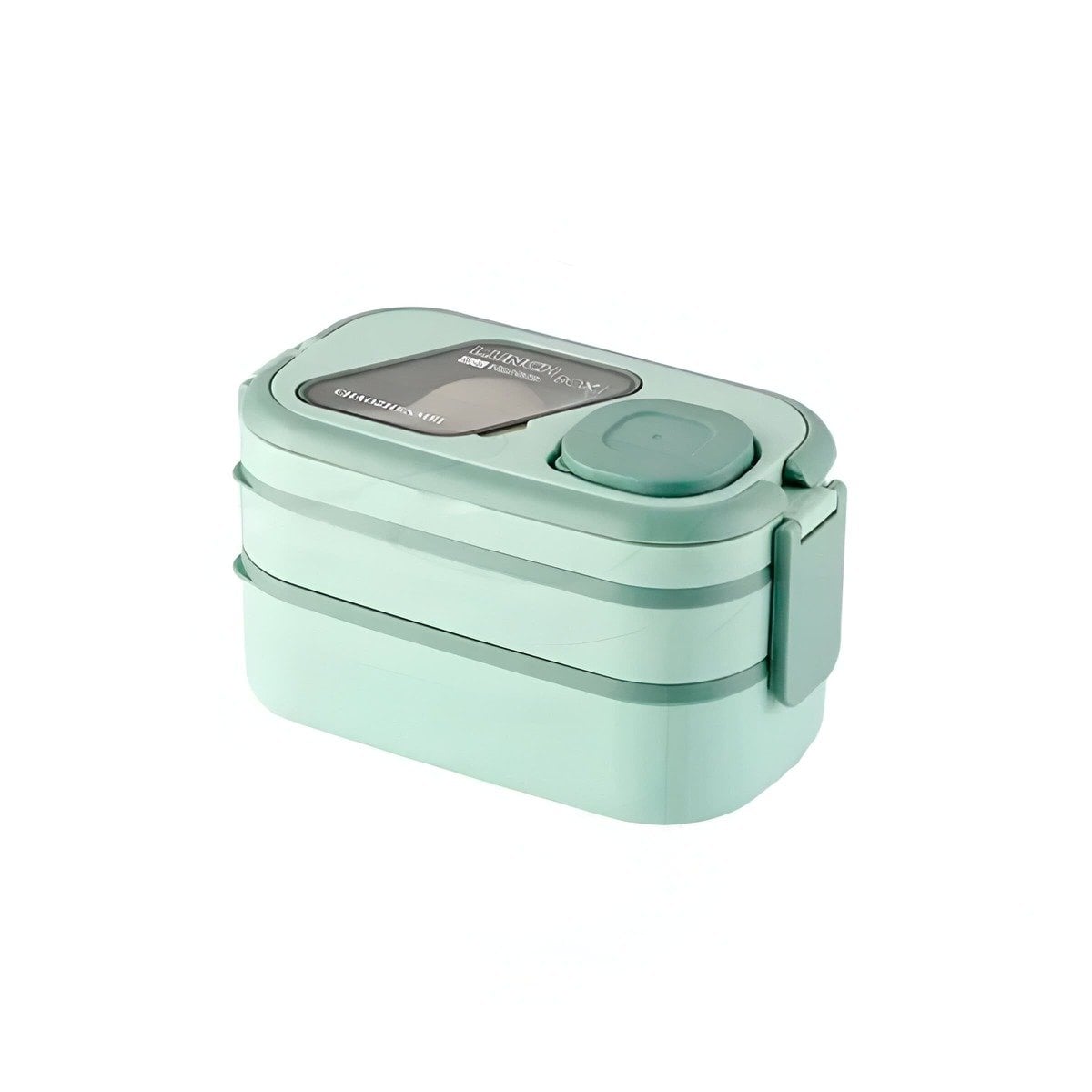 RECIPIENTE 2 PISOS CON COMPARTIMIENTOS Y CUBIERTOS VERDE LLEVAR ALMUERZOS Y+PAPEL REGALO - 1