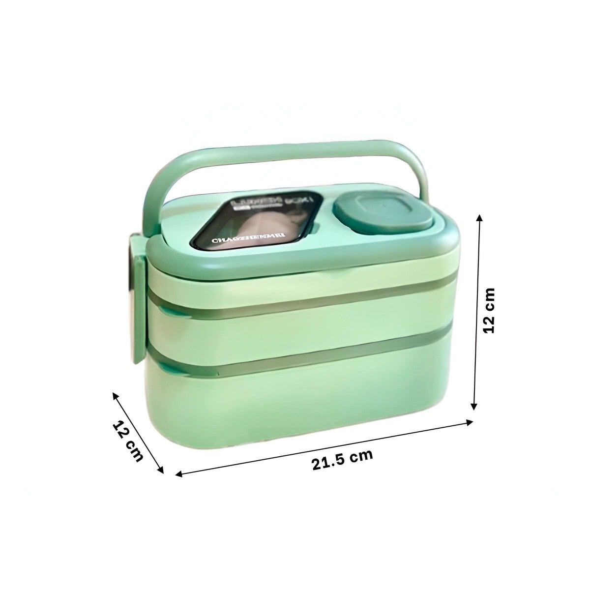 RECIPIENTE 2 PISOS CON COMPARTIMIENTOS Y CUBIERTOS VERDE LLEVAR ALMUERZOS Y+PAPEL REGALO - 4
