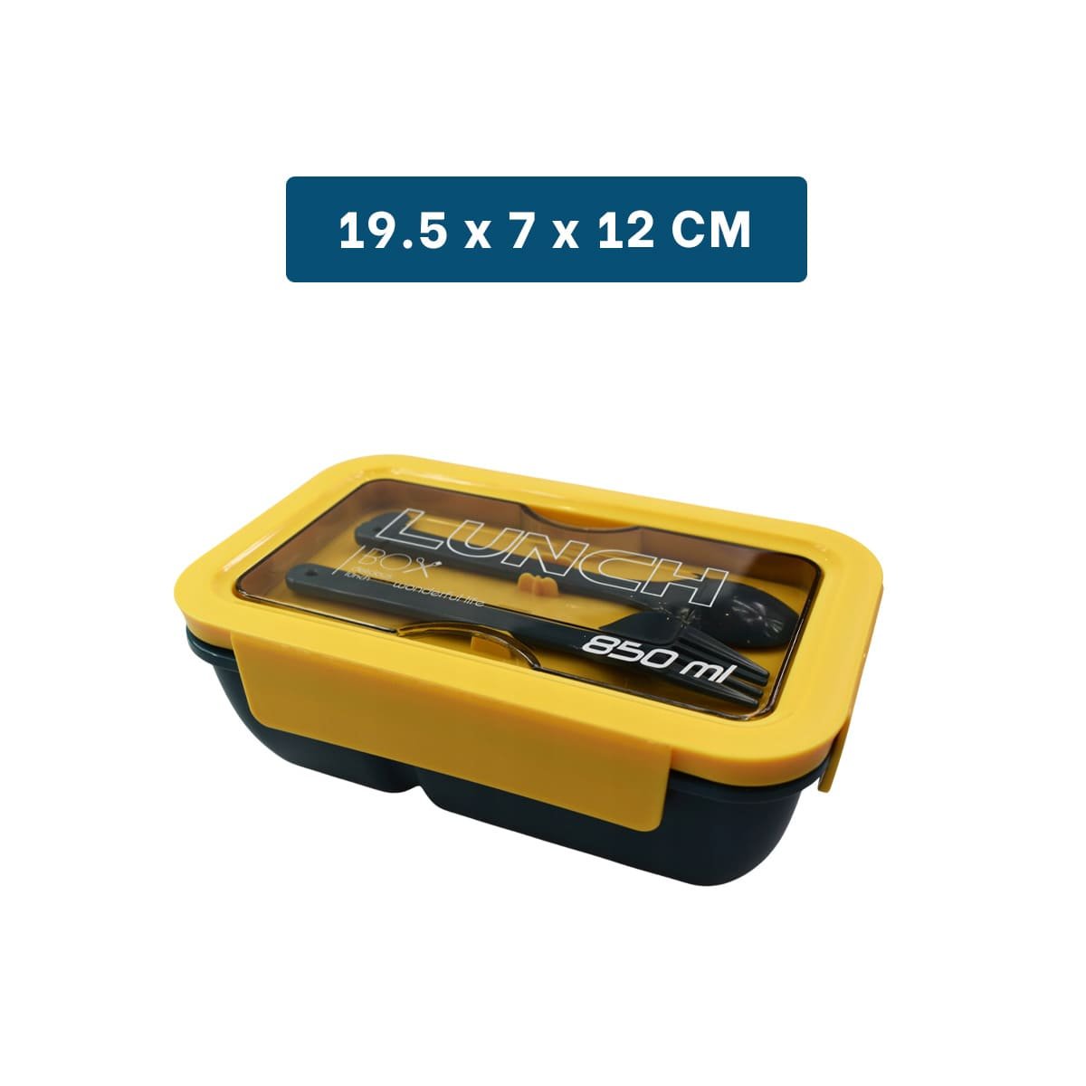 PACK12 DEPÓSITO COMPACTO 850ML CON CUBIERTOS AZUL Y AMARILLO PARA COCINA Y OFICINA - 4