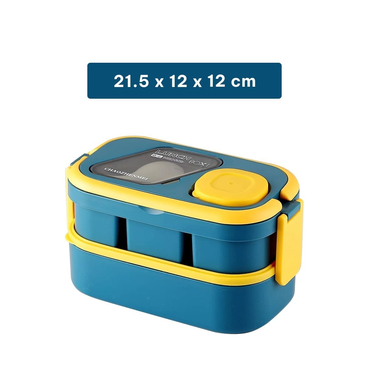 PACK12 DEPÓSITO DIVISIBLE 2 PISOS CON CUBIERTOS AZUL Y AMARILLO PARA GUARDAR - 4