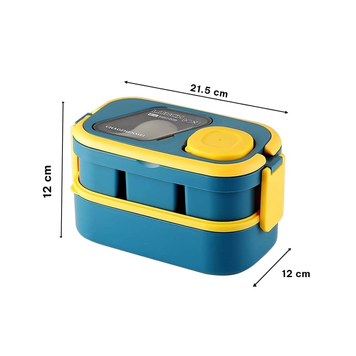 PACK12 DEPÓSITO PORTÁTIL 2 PISOS CON CUBIERTOS AZUL Y AMARILLO PARA PICNIC Y+PAPEL REGALO - 4