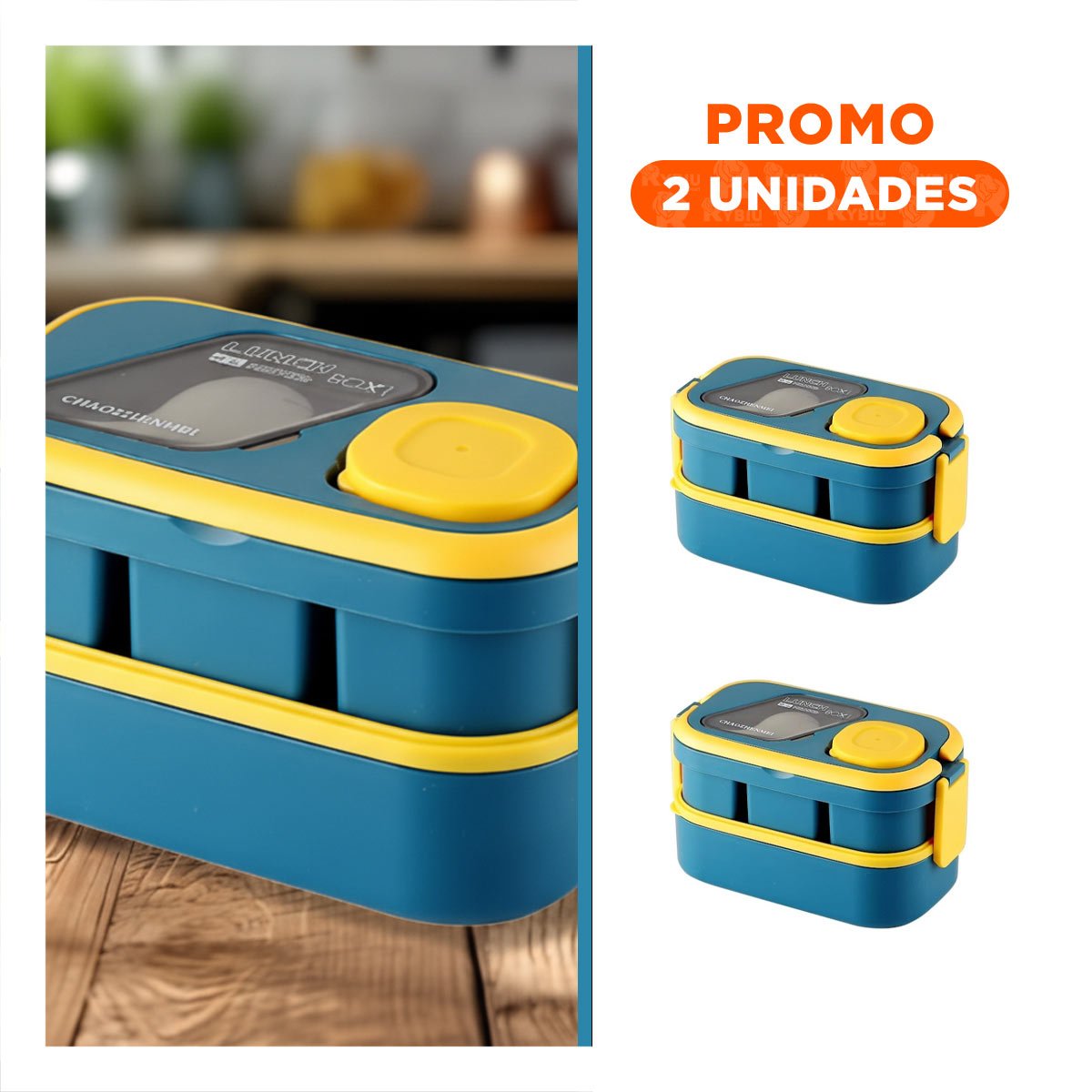 PACK2 BOTE MODULAR 2 PISOS CON SEPARADORES AZUL Y AMARILLO PARA COCINA - 1