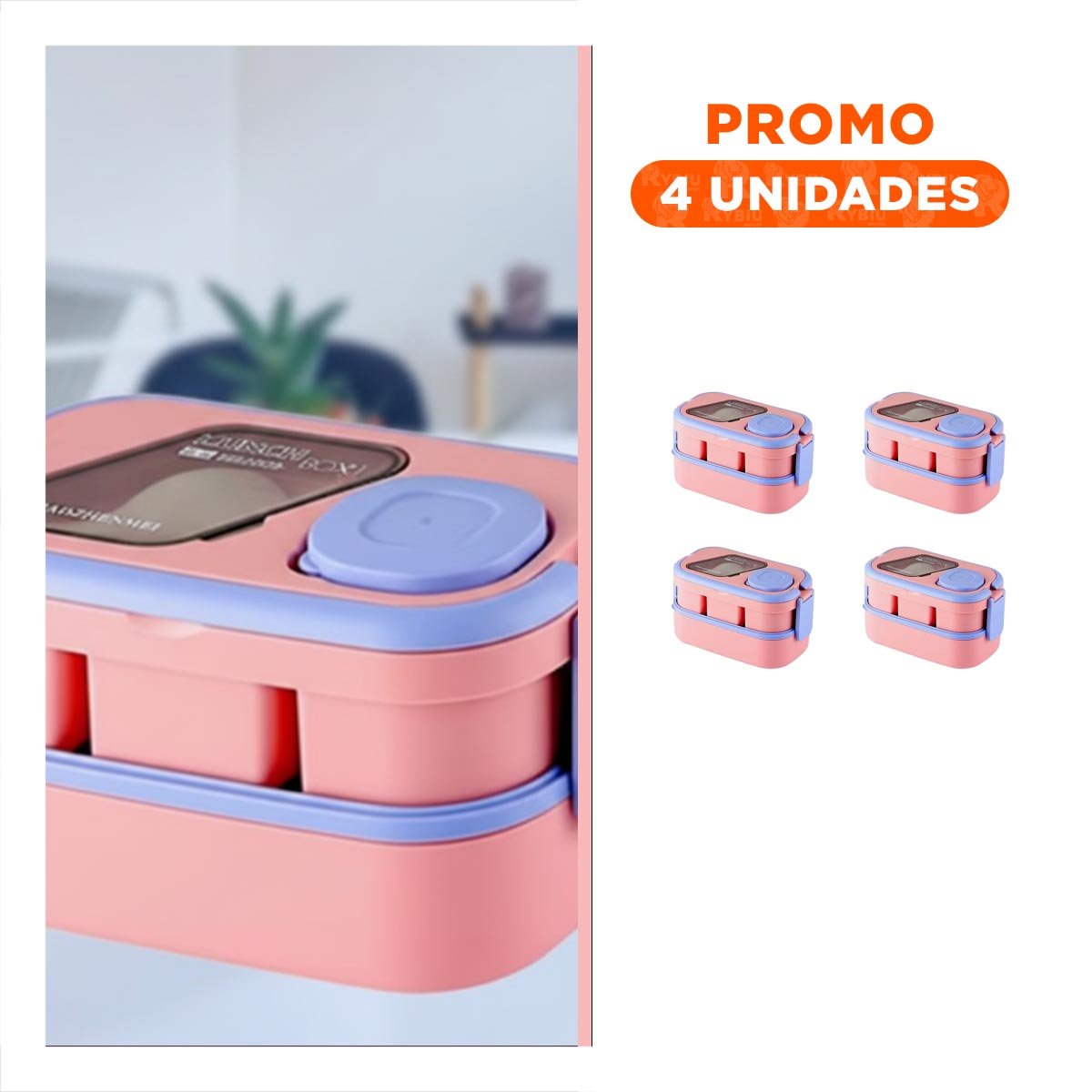 PACK4 POTE APILABLE CON CUBIERTOS 2 PISOS ROSADO Y LILA PARA GUARDAR COMIDA Y+REGALO STICKER - 1