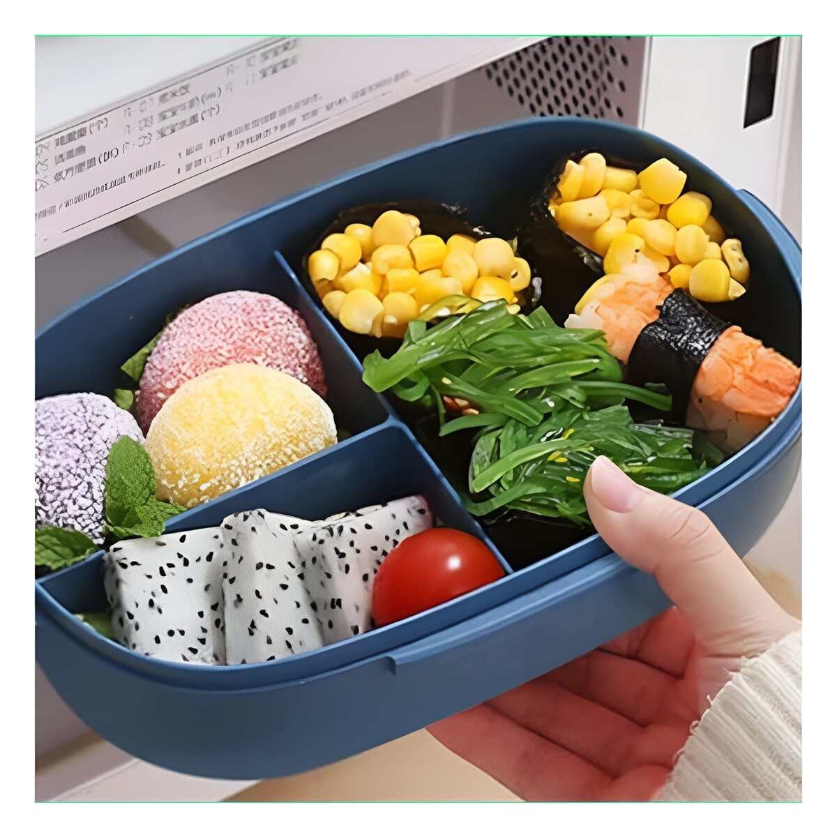 PACK2 CONTENEDOR 850ML CON CUBIERTOS AZUL PARA LLEVAR COMIDA A ESTUDIO COLEGIO Y+PAPEL REGALO - 5