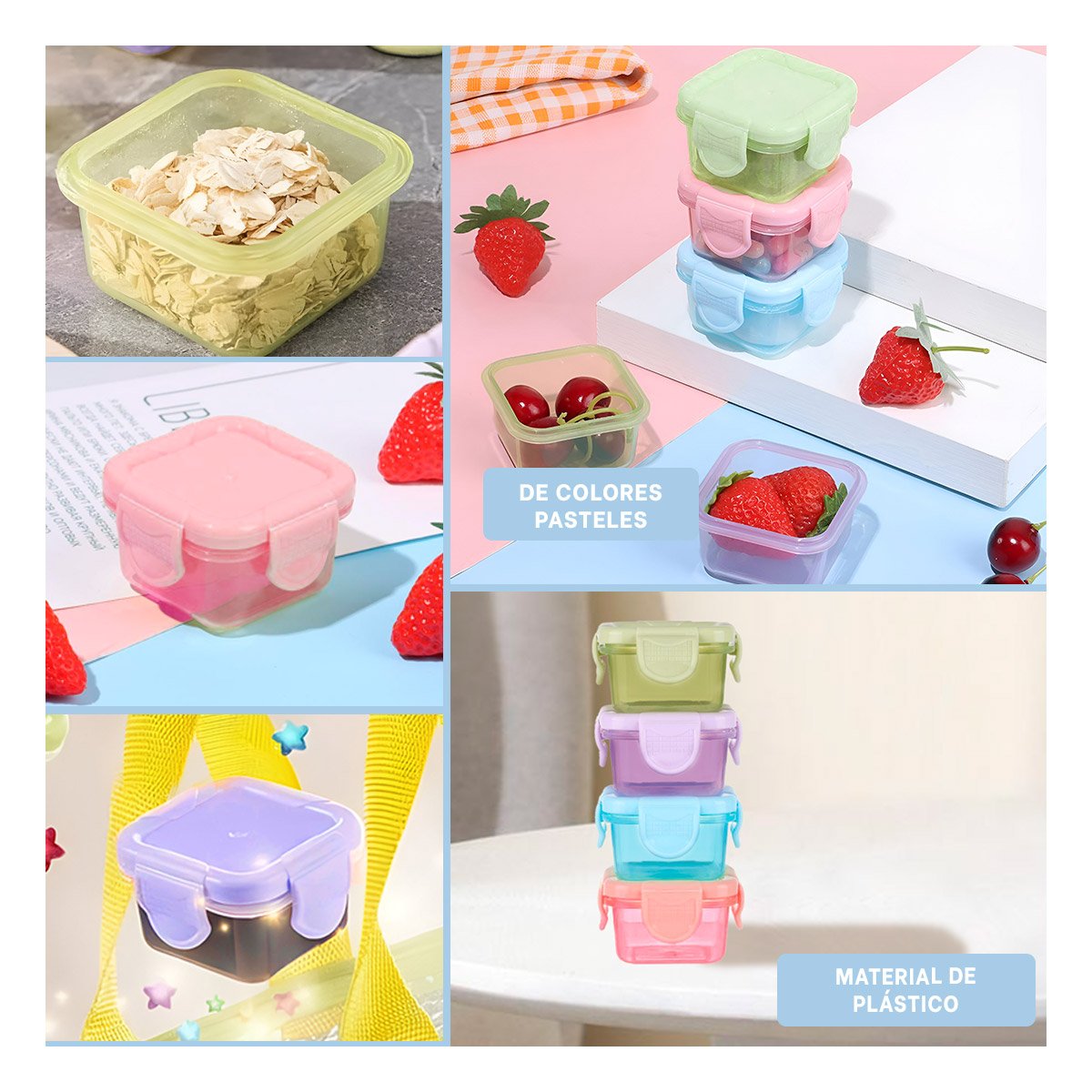PACK12 DEPÓSITOS MINI CON SEGURO 4 PIEZAS MULTICOLOR 7X4CM PARA USO DIARIO Y+PAPEL REGALO - 2