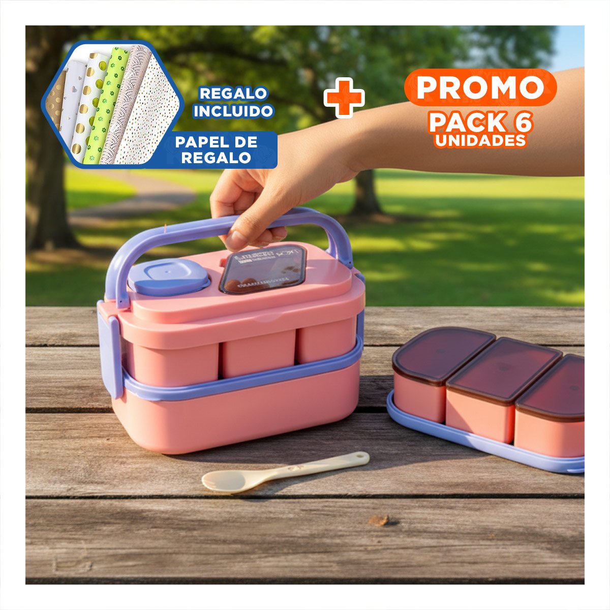 PACK6 POTE LIGERO CON SEPARADORES 2 PISOS ROSADO Y LILA PARA ALMACENAJE Y+PAPEL REGALO - 1