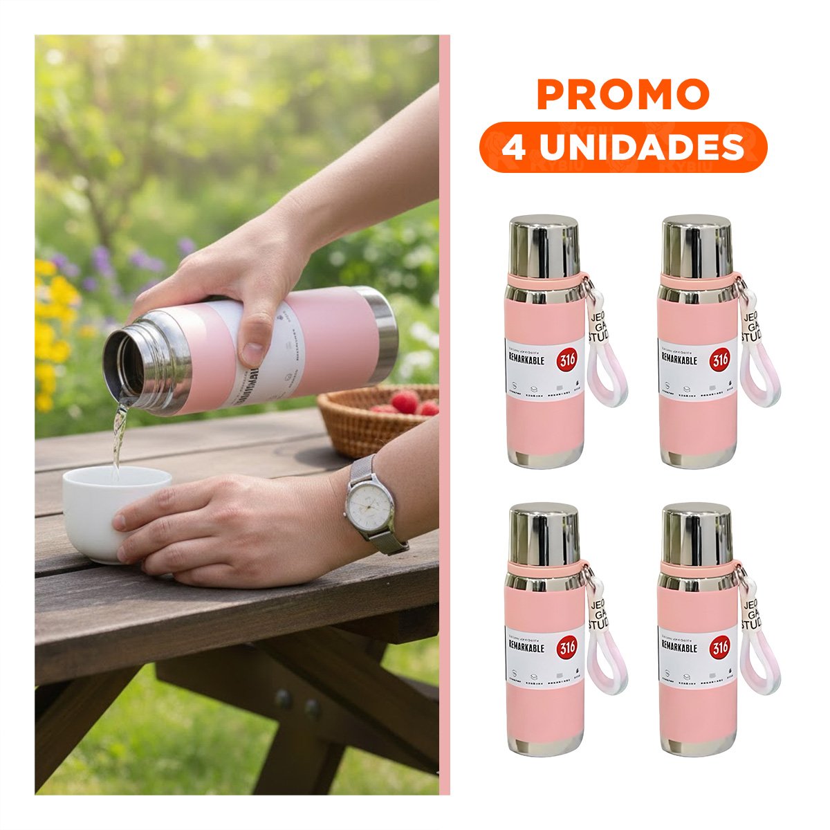 PACK4 CONTENEDOR ROSADO 800ML PARA USO DIARIO EN OFICINA HOGAR Y PICNIC Y+REGALO STICKER - 1