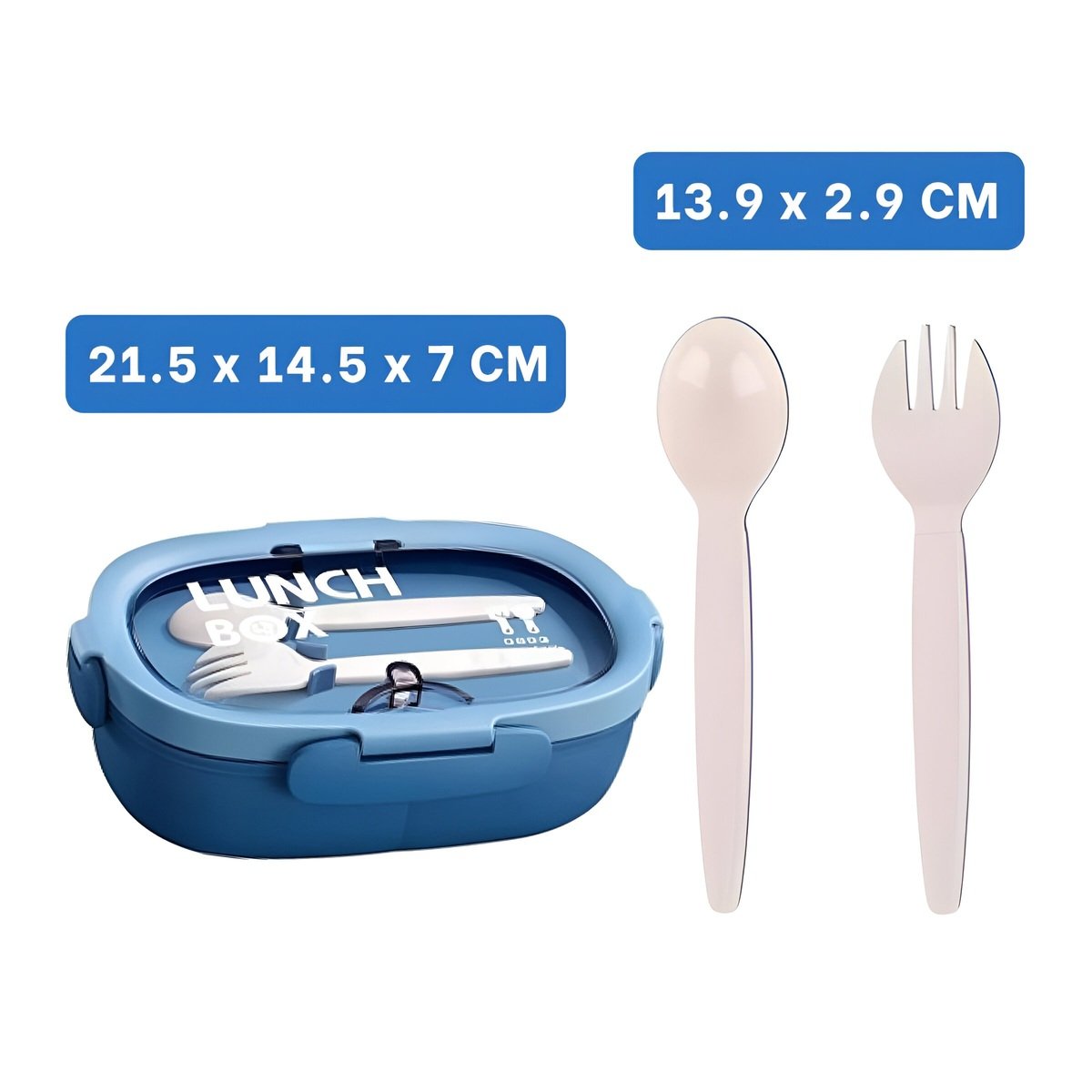 PACK12 PORTA COMIDA 850ML CON CUBIERTOS AZUL PARA LLEVAR COMIDA Y+REGALO STICKER - 4