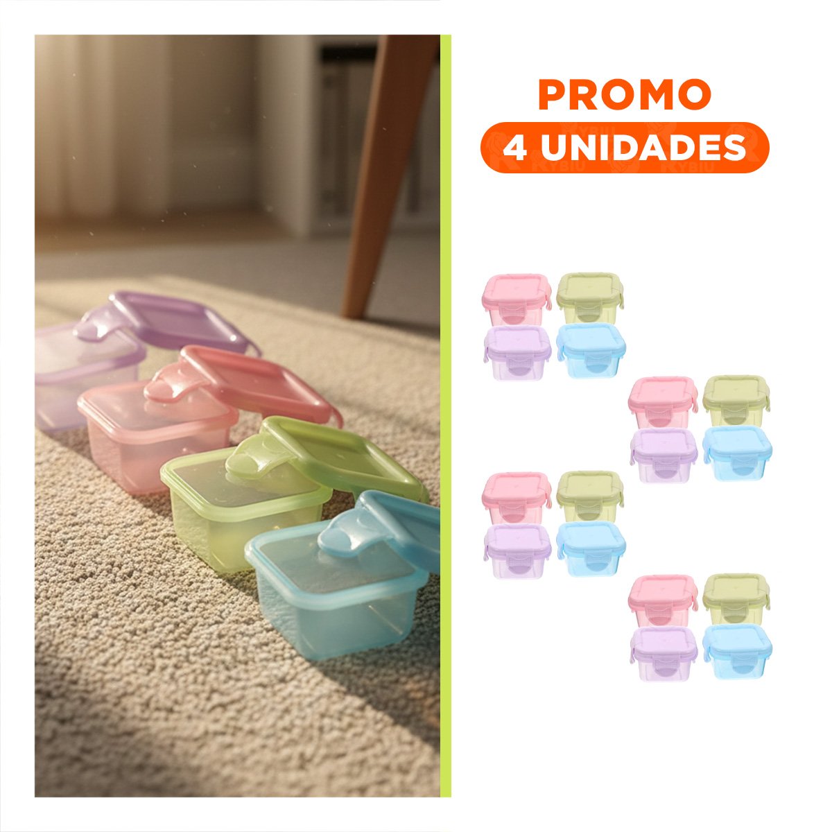 PACK4 POTES MINI CON SEGURO 4 PIEZAS MULTICOLOR 6,2X4CM PARA USO DIARIO Y+REGALO STICKER - 1