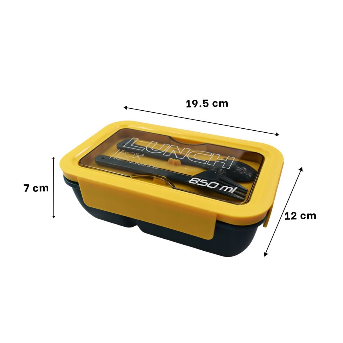 ENVASE LIGERO 850ML CON CUBIERTOS AZUL Y AMARILLO PARA TRANSPORTAR COMIDA Y+PAPEL REGALO - 4